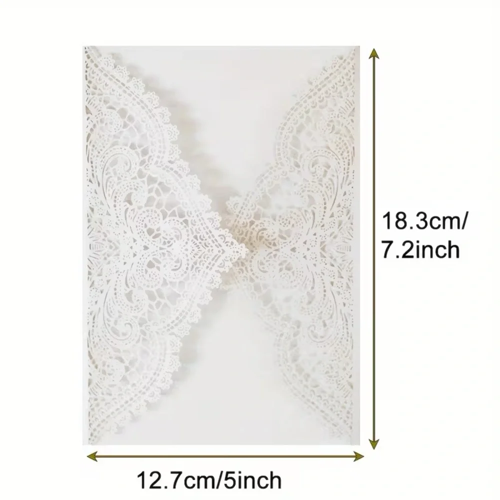 24 Pearlscent Lace Laser Cut Wedding Invitation Cover